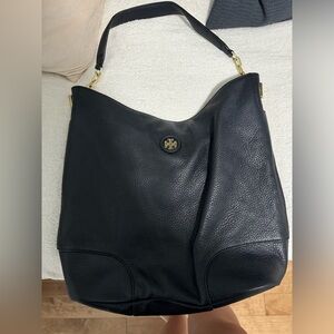 Tory Burch Purse/Tote - Black pebble/gold hardware